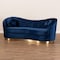 Baxton Studio Nevena Glam Royal Blue Velvet Upholstered Gold-Finished Sofa 152-9265 - alternate 5